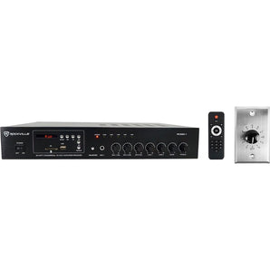 Rockville RCS80-1 70v Commercial Amp w/Bluetooth+Stainless Wall Volume Control