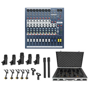 Soundcraft EPM8 2 Bus Recording/Live Mixer Console EPM 8+7 Piece Drum Mic Kit