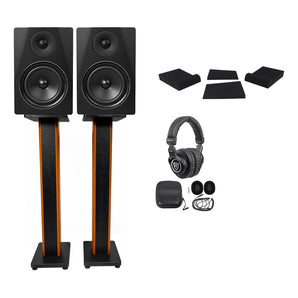 2) Rockville DPM6B 6.5" 420w Dual Studio Monitors+36" Stands+Pads+Headphones