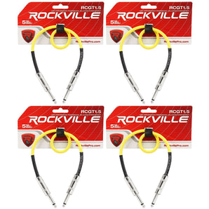 4 Rockville RCGT1.5Y 1.5'  1/4" TS to 1/4'' TS Guitar/Instrument Cable