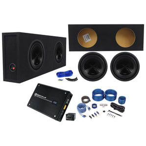 2) Alpine SWT-10S2 10" 350W RMS Shallow Slim Subwoofers+Box+Mono Amplifier+Wires