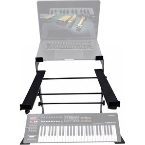 Rockville Dual Shelf Laptop+Controller Stand for Roland A-500 PRO Keyboard