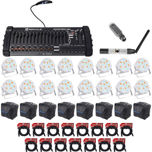 Rockville 384-Channel DMX Controller+Lighting Transmitter+Receiver and 16 Par Lights