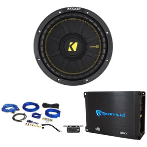 KICKER 44CWCS104 CompC 10" 500w Car Subwoofer Sub+Mono Amplifier+Amp Kit CWCS104