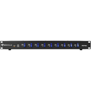 Rockville RDF9U 1U 15A Rack Mount DJ Pro Audio Power Supply Strip w/ USB Charging