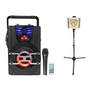 Technical Pro WASP420 Bluetooth Karaoke Machine System w/LED's+Mic+Tablet Stand