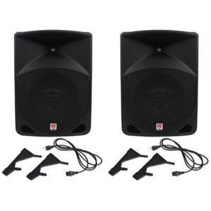 Pair Rockville Power Gig RPG10 10" Powered Active 1200 Watt 2-Way DJ PA Speakers