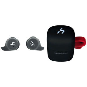 Soundstream HEQC-BK H2GO IPX6 Wireless Headphones EarBuds+Wireless Charging Pad