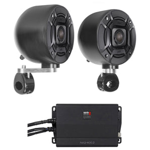 (2) Polk Audio 270 Watt 4" Rollbar Speakers+2-Channel Amplifier For ATV/UTVCart