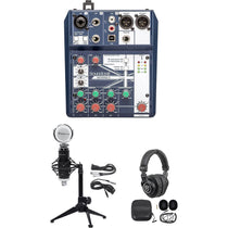 Podcasting Podcast Recording Bundle with Mixer, Headphones, Mic & Desk Stand