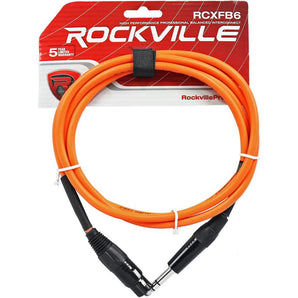 Rockville RCXFB6O 6' Female XLR to 1/4'' TRS Cable Orange, 100% Copper