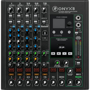 Mackie ONYX8 8-Channel Analog Mixer w/ Multi-Track USB/3-Band EQ+Bluetooth