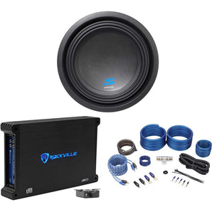 Alpine S-W10D4 10" 1800w Dual 4-Ohm Car Audio Subwoofer+Mono Amplifier+Amp Kit