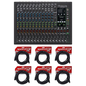 Mackie ONYX16 16-Channel Mixer w/ Multi-Track USB/3-Band EQ+Bluetooth+XLR Cables