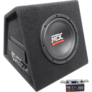 MTX RTP8A 8" 120w RMS Powered Subwoofer In Vented Sub Box Enclosure+Wire Kit