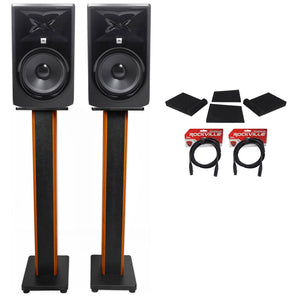 (2) JBL 308P MkII 8" Studio Monitors+36" Stands+Isolation Pads+XLR Cables