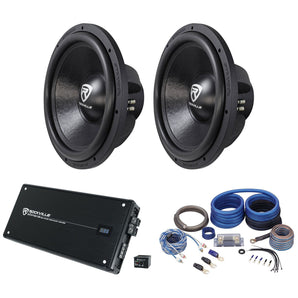 (2) Rockville W15K6D4 V2 15" 8000w Car Subwoofers Subs+Mono Amplifier+Amp Kit