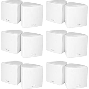 12) Rockville Cube 3.5" 30w RMS White Home Theater Wall Speakers+Swivel Brackets