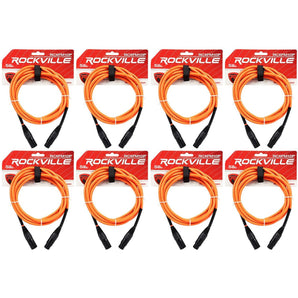 8 Rockville RCXFM10P-O Orange 10' Female to Male REAN XLR Mic Cable 100% Copper