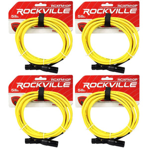 4 Rockville RCXFM10P-Y Yellow 10' Female to Male REAN XLR Mic Cable 100% Copper