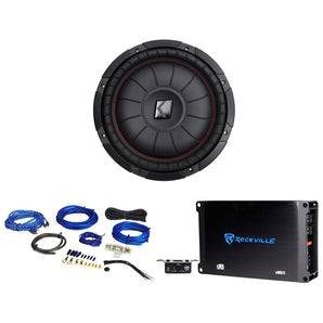 Kicker 43CVT122 COMPVT 12" 800w Slim Shallow Subwoofer+Mono Amplifier+Amp Kit