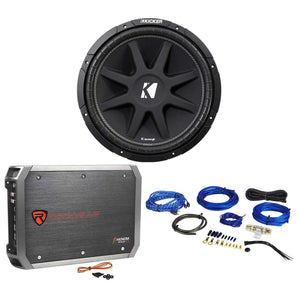 KICKER 43C154 Comp 15" 500w SVC 4-Ohm Car Audio Subwoofer Sub+Amplifier+Amp Kit