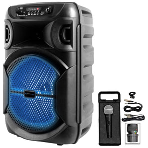 Technical Pro Rechargeable 8" LED Karaoke Machine System w/Bluetooth+Microphone