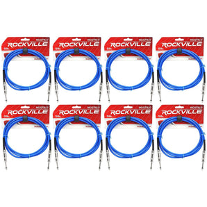 8 Rockville RCGT6.0BL 6'  1/4" TS to 1/4'' TS Guitar/Instrument Cable