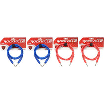 4 RCTR106 6' 1/4" TRS to 1/4" TRS Cable 100% Copper (2 Red and 2 Blue)