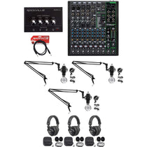 3-Person Podcast Recording Kit with ProFX10 v3 Mixer and Boom Arms