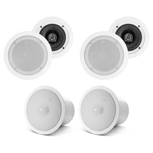 (4) HC55 5.25" 300 Watt White In-Ceiling Home Theater Speakers+JBL Subwoofers