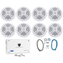 (8) RMSTS80W 8" Marine Boat Speakers+8-Channel Amplifier+Amp Kit