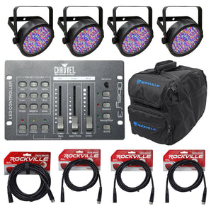 (4) Chauvet SLIMPAR56 SLIMPAR 56 Slim Par Cans+Obey3 Controller+Carry Bag+Cables