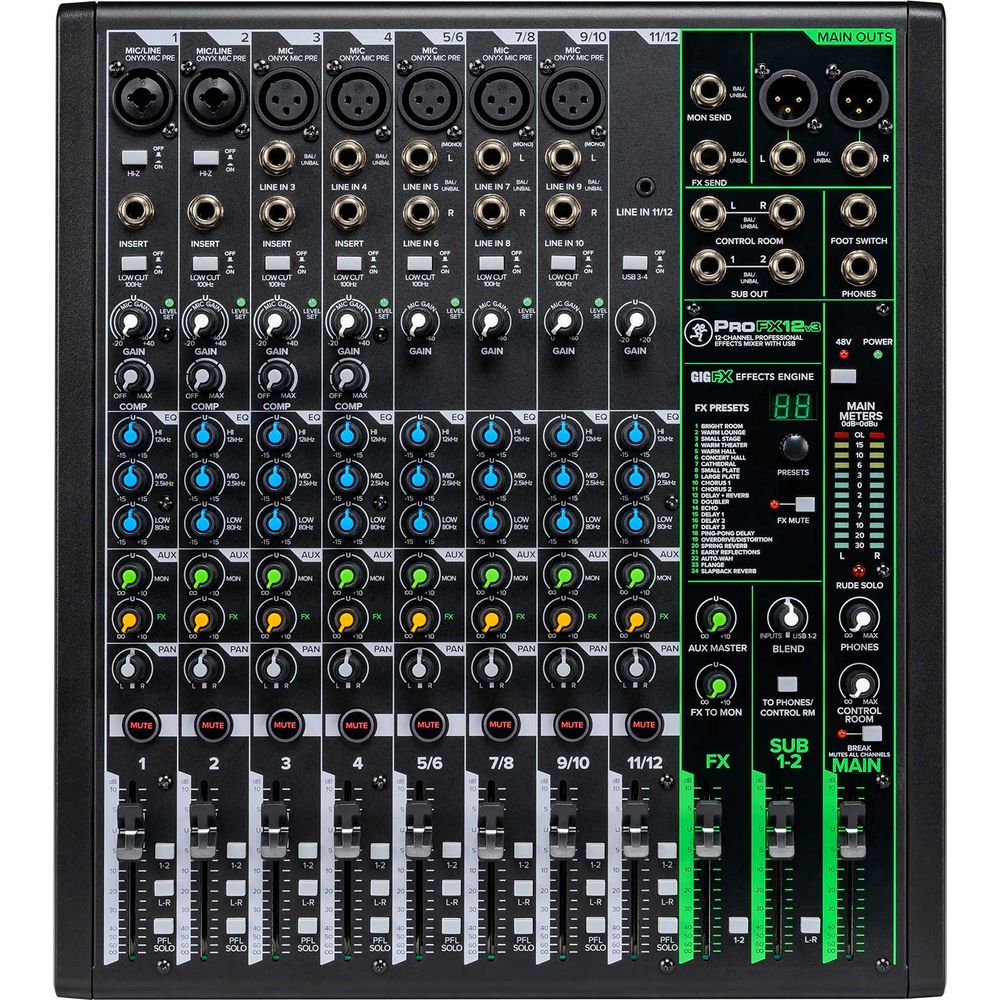 Mackie ProFX12v3 12-Channel Pro Effects Mixer w/USB ProFX12 v3 + Power Strip