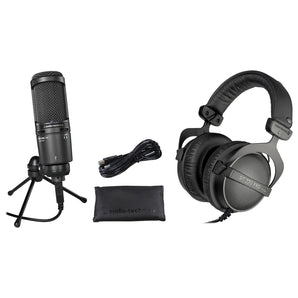 Audio Technica AT2020USB+ Podcasting Microphone+Beyerdynamic Headphones