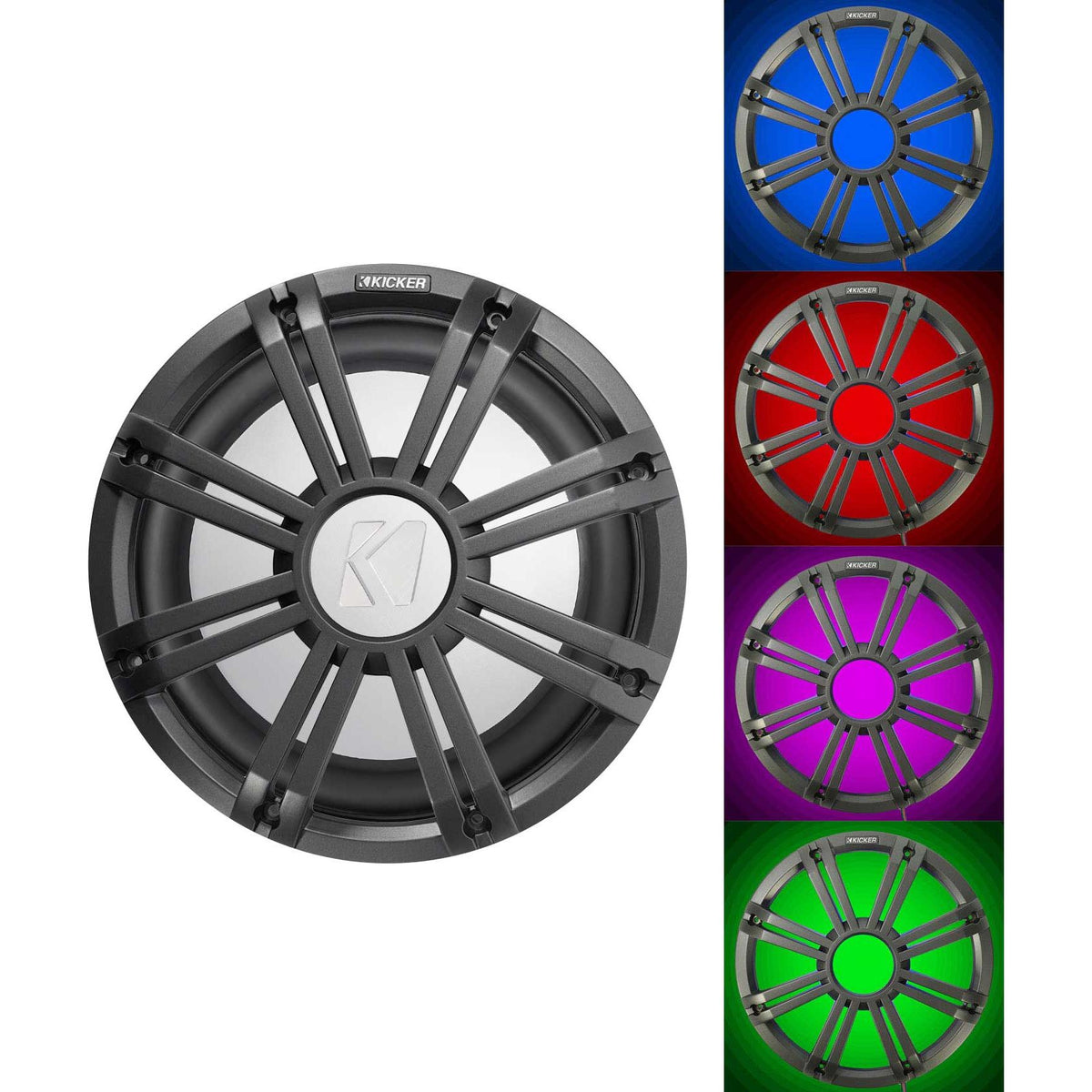 45KM104 10" Marine Subwoofer & Charcoal LED Grille Bundle