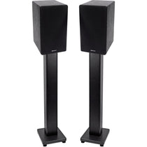 RockShelf 68B Black 6.5" Home Bookshelf Speakers + 36" Stands