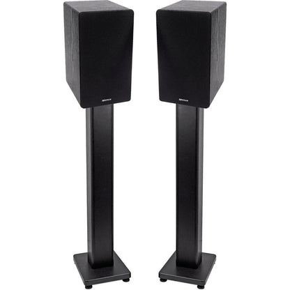 RockShelf 68B Black 6.5" Home Bookshelf Speakers + 36" Stands