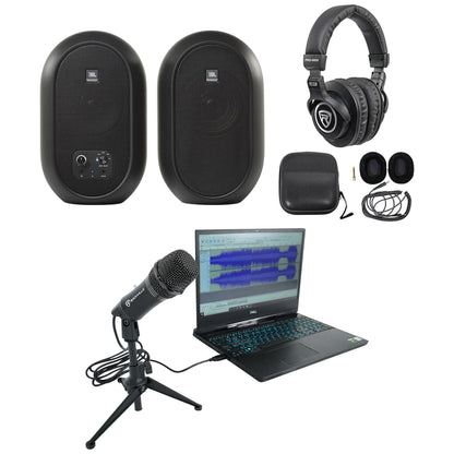 104SET-BT Powered Studio Monitors w/Bluetooth + USB Microphone + Headphones