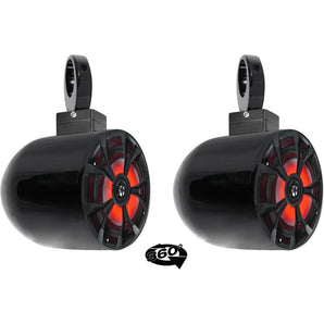 (2) Rockville 700w 6.5" LED 360° Swivel Black Aluminum Wakeboard Tower Speakers
