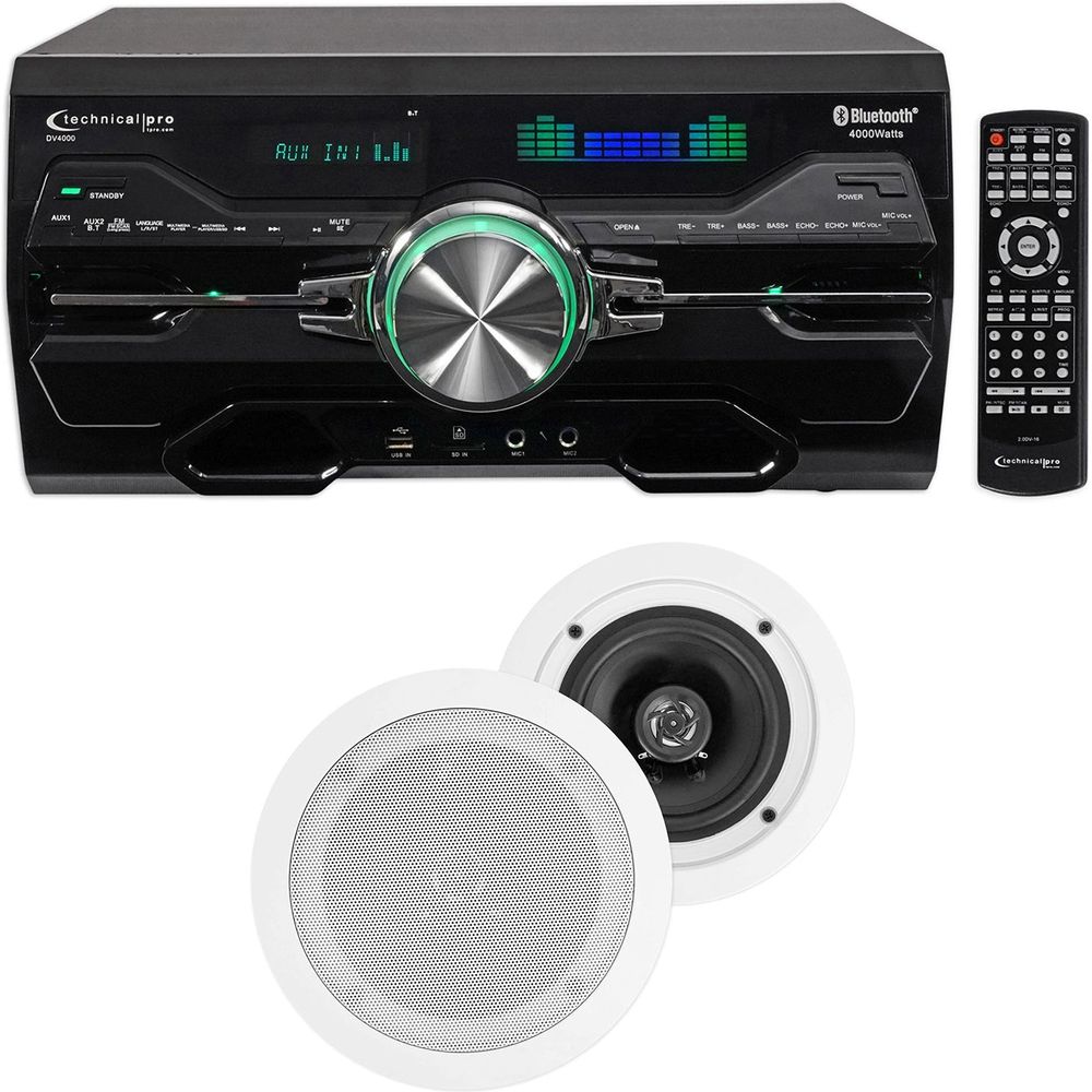 DV4000 4000w Bluetooth Home Theater DVD Receiver+2) 5.25" White Ceilin ...