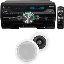 4000W Bluetooth DVD Receiver with (1) Pair 5.25" White In-Ceiling Speakers