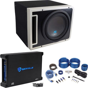 Alpine S-SB10V 10" 600w S-W10D4 Subwoofer+Ported Sub Enclosure Box+Amplifier