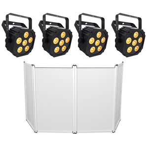 (4) Chauvet DJ Ezlink Par Q6 BT Wireless Bluetooth Wash Lights Par Cans+Facade