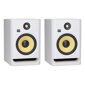 (2) KRK ROKIT RP8 G4 8" Bi-Amped Studio Monitor DSP Speakers White Noise Edition