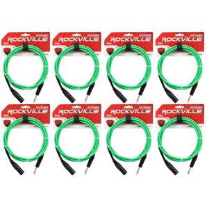 8 Rockville RCXMB6-G Green 6' Male REAN XLR to 1/4'' TRS Balanced Cables