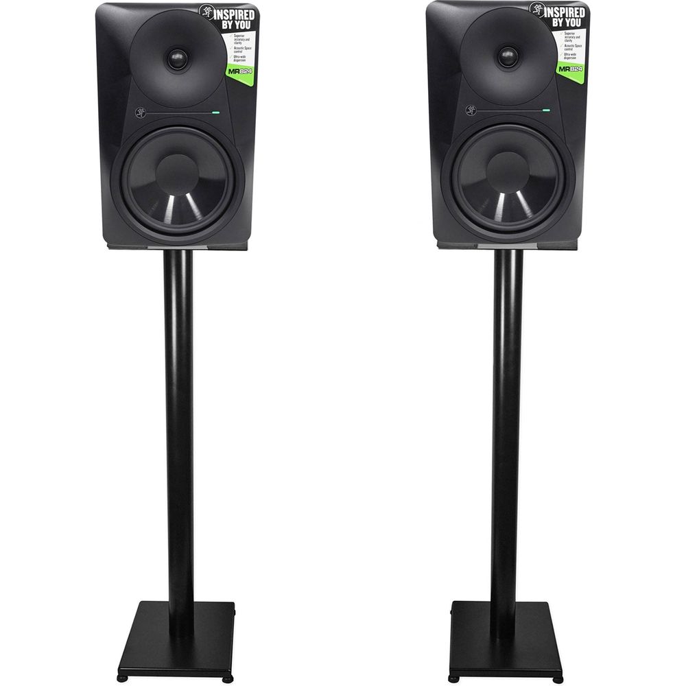 (2) MR824 8in Powered Studio Monitor Bundle with 37in Stands
