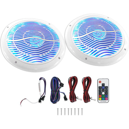 Hot Tub Audio System w/ Bluetooth Gauge Hole Receiver+2) 6.5" White LED Speakers