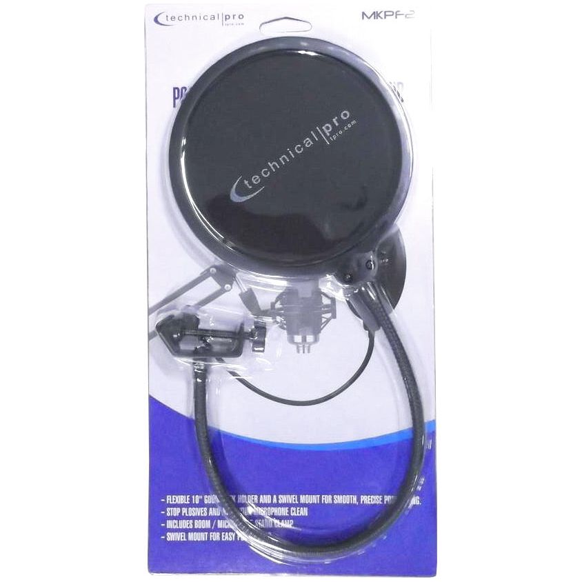 MKPF2 Recording Microphone Pop Filter with 10" Gooseneck Clamp