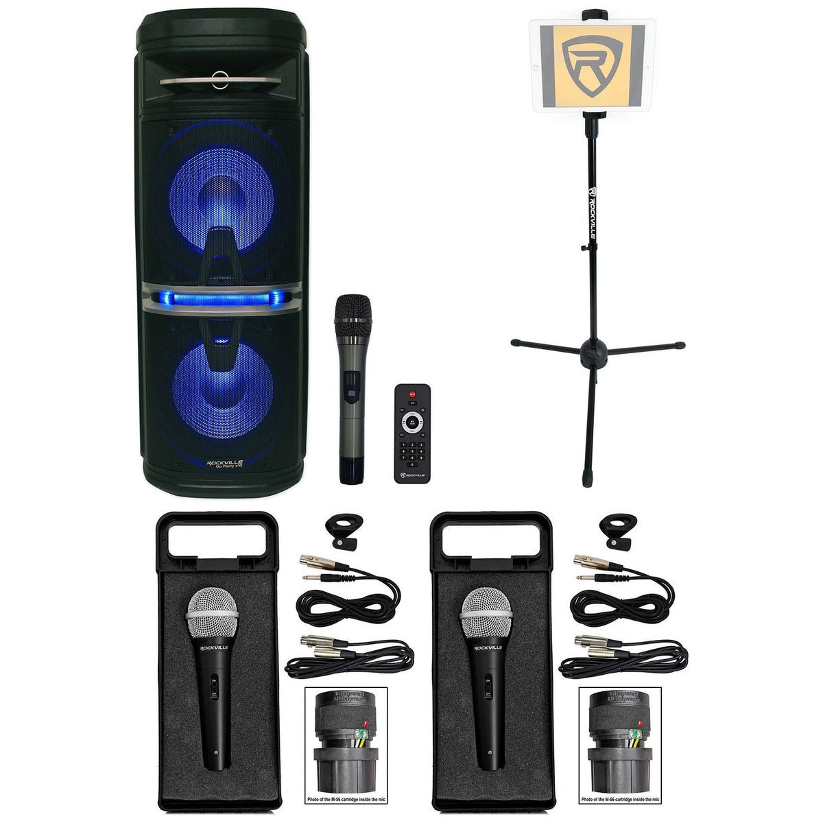 Go Party X10 Rechargeable Karaoke Machine System+3 Mics+Tablet Stand